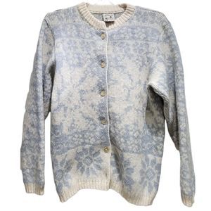 Vintage HILDA LTD Blue/White Floral Granny Sweater Cardigan Size Small